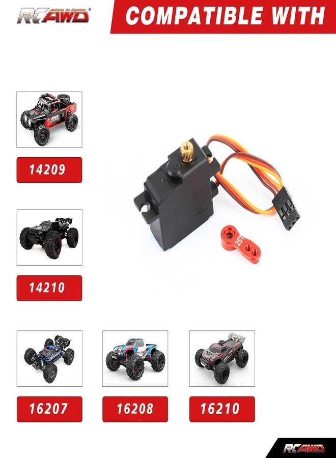 RCAWD 25T Steering Servo & Servo Arm Horn for MJX Hyper Go 1/16 16207 16208 16209 16210 H16 Series Upgrades Part - Image 2